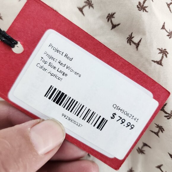 Project Red Mens Large Cream Long Sleeve Button Up *NWT* - Picture 3 of 11